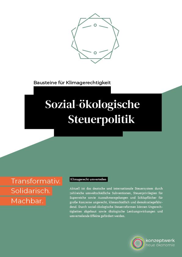 Coverbild zum Dossier "Sozial-ökologische Steuerpolitik"