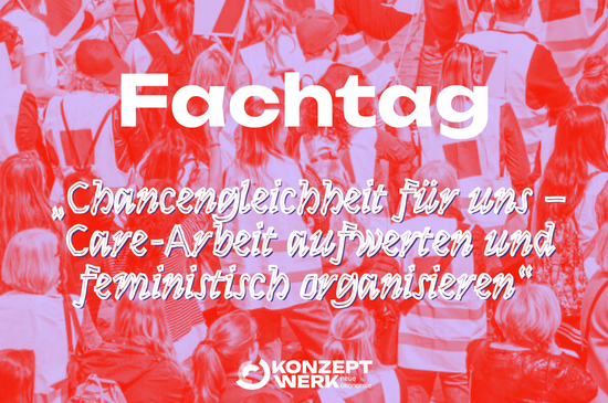 Podiumsgespräch mit Teresa Bücker, Janina Henkes und Parwaneh Mirassan, Keine Zeit?!- wie wir Zeit und Arbeit gerechter verteilen können. Neben dem Text ist jeweils ein Foto der Podiumsteilnehmenden.